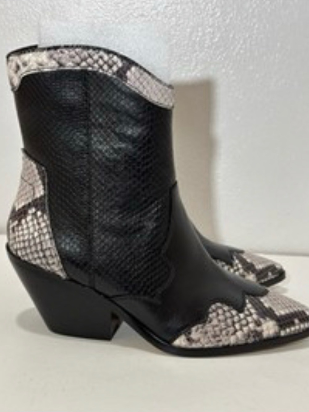 Vince Camuto Leather & Snake Embossed Western Boots